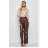 Women Stretch Pu Leather Pants