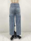 Women Fall Casual Cargo Denim Pant