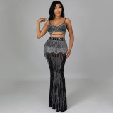 Women Sexy Party Mesh See-Through Camisole and Skirt Two-piece Set