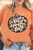 Halloween Pumpkin Head Loose Round Neck Top