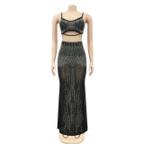 Women Sexy Party Mesh See-Through Camisole and Skirt Two-piece Set