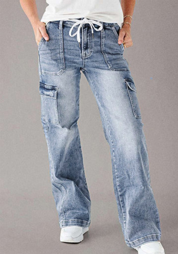 Women Fall Casual Cargo Denim Pant