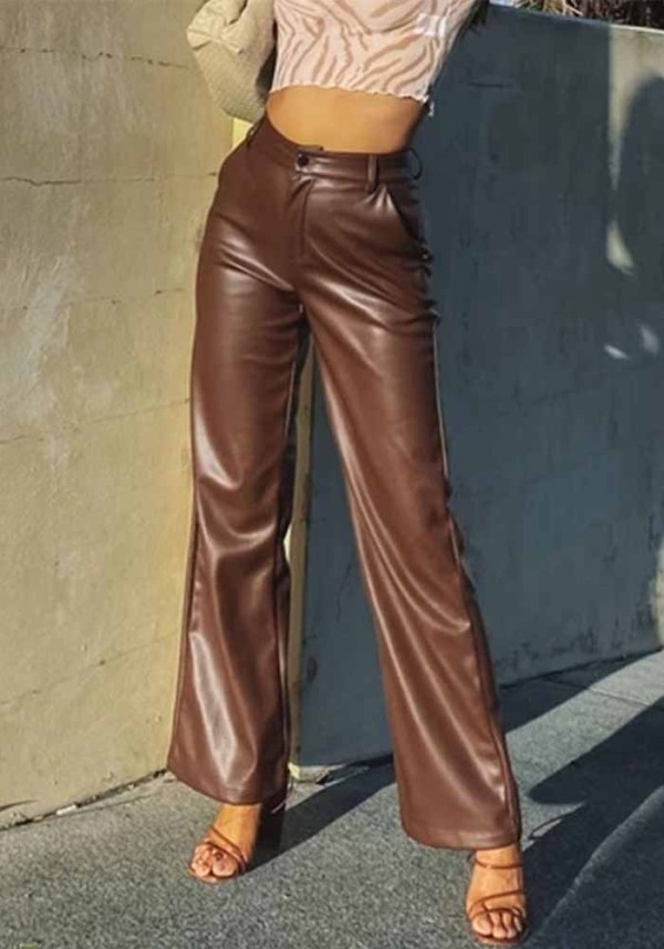 Women Stretch Pu Leather Pants