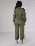 Women Long Sleeve Zipper Multi-pocket Jumpsuit