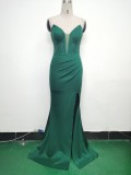 Elegant Fishbone Strapless Slim Waist Slit Evening Dress
