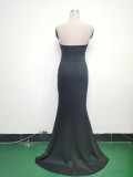 Elegant Fishbone Strapless Slim Waist Slit Evening Dress