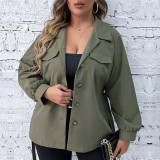 Plus Size Women Vintage Lace-Up Loose Jacket