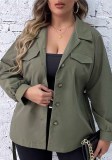 Plus Size Women Vintage Lace-Up Loose Jacket