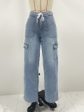 Women Fall Casual Cargo Denim Pant