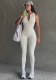 Fashion Sports Women's Clothing Solid Color Zipper Patchwork Hollow Low Back Tight Fitting Sleeveless Jumpsuit