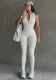 Fashion Sports Women's Clothing Solid Color Zipper Patchwork Hollow Low Back Tight Fitting Sleeveless Jumpsuit