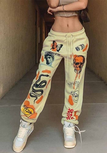 Women's Sweatpants Halloween Trend Print High Waist Casual Pants