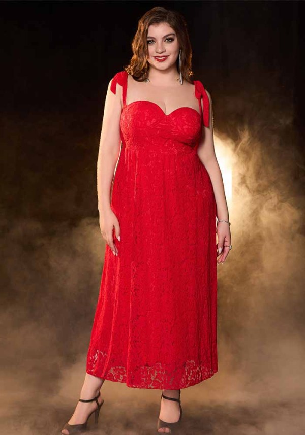 Plus Size Strap Lace Formal Party Ball Gown