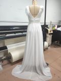 V-Neck Low Back Summer Chiffon Split Elegant Formal Party Women Evening Dress