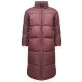 Winter Women Cotton-padded long Jacket Women Fashion Zipper Solid Color Warm Coat