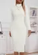 Autumn Winter fashion high collar Knitting long Tight Fitting sweater dress