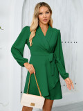 long sleeve Turndown Collar Women's elegant Chic dress