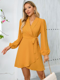 long sleeve Turndown Collar Women's elegant Chic dress