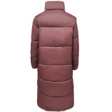 Winter Women Cotton-padded long Jacket Women Fashion Zipper Solid Color Warm Coat