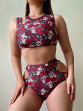 Bikini sexy rose skull printed two-piece swimsuit