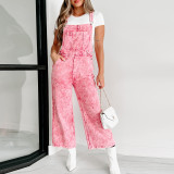 Women Retro Sleeveless Denim Overalls Loose Straight Denim Jumpsuit