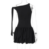 Women's Autumn Fashion Casual Lace-Up Strap Slim Bodysuit Pleated Skirt Two Piece Set