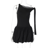 Women's Autumn Fashion Casual Lace-Up Strap Slim Bodysuit Pleated Skirt Two Piece Set