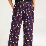 Halloween skull and spider web print pocket trousers