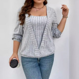 Women Solid Ribbed V-neck long sleeve top