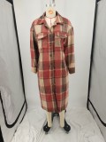 Women Fall and Winter Loose Plaid Shirt Jacket