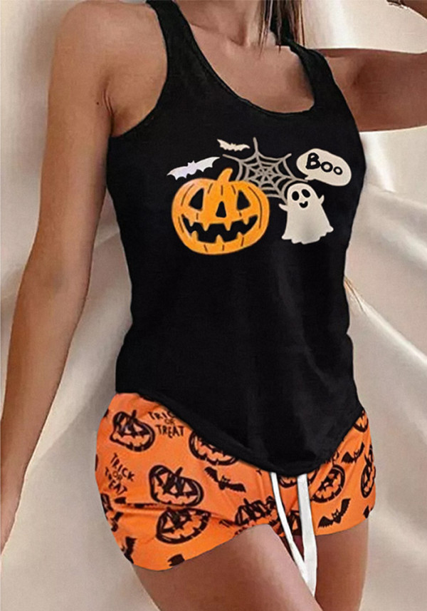 Halloween Home Clothes Printed Two-piece pajamas Set