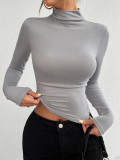 Women Solid knitting Basic Long Sleeve Top