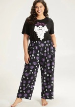 Halloween skull and spider web print pocket trousers