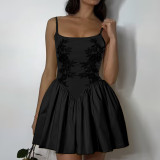 Women summer lace suspender puffy dress