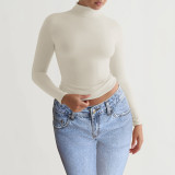 Women Solid knitting Basic Long Sleeve Top