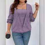 Women Solid Ribbed V-neck long sleeve top