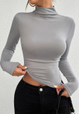 Women Solid knitting Basic Long Sleeve Top