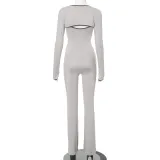 Women's strap Tight Fitting Jumpsuit long sleeve cape top two piece set