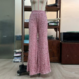 Women Solid Color Sequin Fashion Casual High Waist Wide Leg Pants