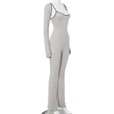 Women's strap Tight Fitting Jumpsuit long sleeve cape top two piece set