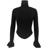 Women high-neck Double Layers long-sleeved top