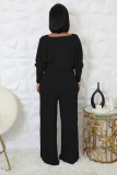 Women Stretch Ribbed Long Sleeve Top and Jumpsuit Two-piece Set