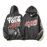 Casual washed and distressed heavy worker head print hoodies