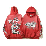 Casual washed and distressed heavy worker head print hoodies