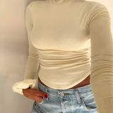 Women high-neck Double Layers long-sleeved top