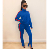 Fashion High Collar Stripe Casual Sports Suit Autumn And Winter Tracksuit