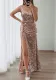 Chic Split Formal Party Long Sequin Evening Dress