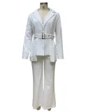 Autumn And Winter Fashion Casual Solid Color Blazer Straight Trousers Two Piece Suit For Women