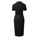 Women's Fashion Sexy Chic Elegant Bodycon Belt Professional Career Dress