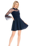 Halloween Gothic Style Women's Plus Size Mesh Long Sleeve A-Line Dress